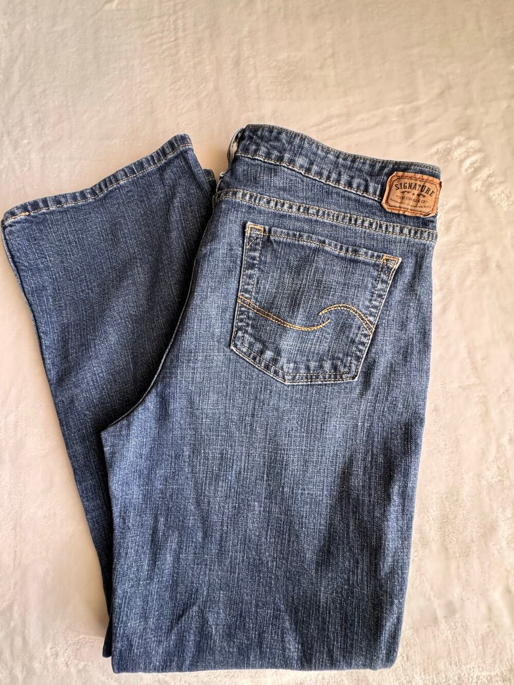 Signature by Levi Strauss Womens Jeans 14 Short Low Rise Bootcut Blue Denim